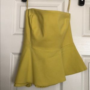 Zara asymetrical tube top - lemon yellow